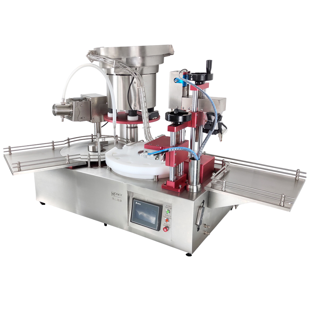 Table top type automatic filling and capping machi..